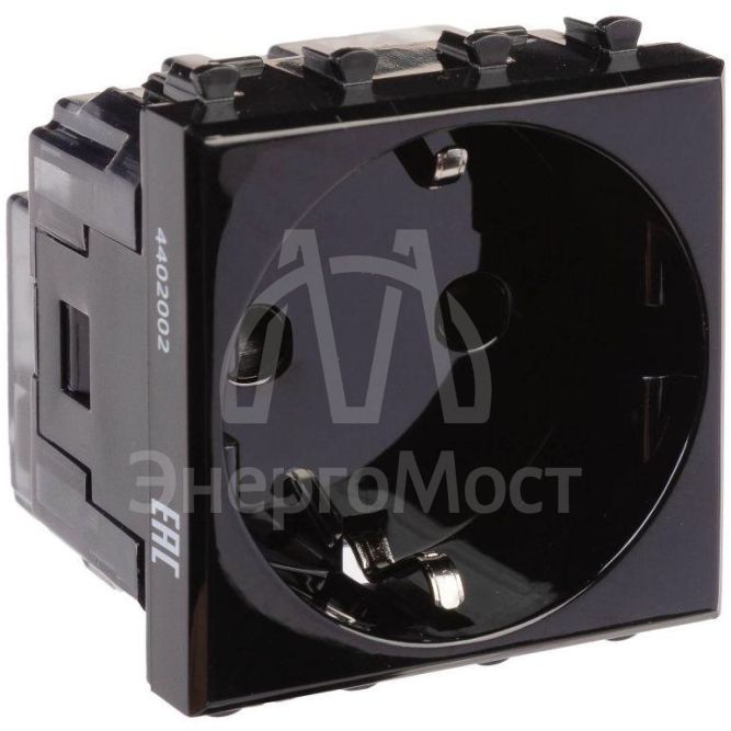 Розетка 2мод. 3п 2P+E Avanti &amp;quot;Черный квадрат&amp;quot; защ. шторки DKC 4402002