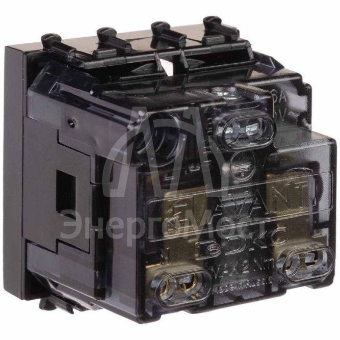 Розетка 2мод. 3п 2P+E Avanti &amp;quot;Черный квадрат&amp;quot; защ. шторки DKC 4402002