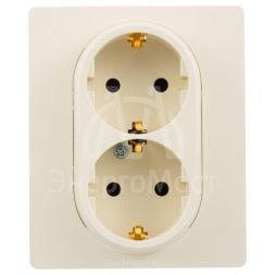Розетка 2-м СП Etika 2К+З 16А с заземл. винт. зажимы в сборе сл. кость. Leg 672323