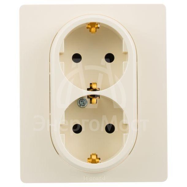 Розетка 2-м СП Etika 2К+З 16А с заземл. винт. зажимы в сборе сл. кость. Leg 672323
