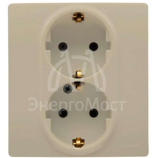 Розетка 2-м СП Etika 2К+З 16А с заземл. винт. зажимы в сборе сл. кость. Leg 672323