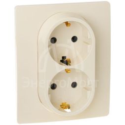 Розетка 2-м СП Etika 2К+З 16А с заземл. винт. зажимы в сборе сл. кость. Leg 672323
