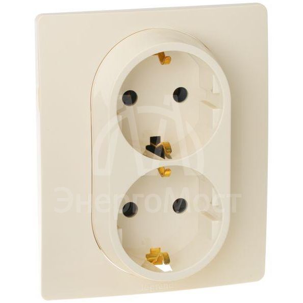 Розетка 2-м СП Etika 2К+З 16А с заземл. винт. зажимы в сборе сл. кость. Leg 672323