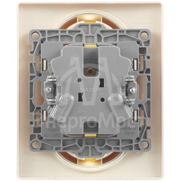 Розетка 2-м СП Etika 2К+З 16А с заземл. винт. зажимы в сборе сл. кость. Leg 672323