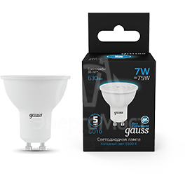 Лампа светодиодная Black 7Вт MR16 6500К холод. бел. GU10 630лм GAUSS 101506307