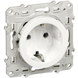Механизм розетки 1-м СП Odace 16А защ. шторки с заземл. бел. SchE S52R037