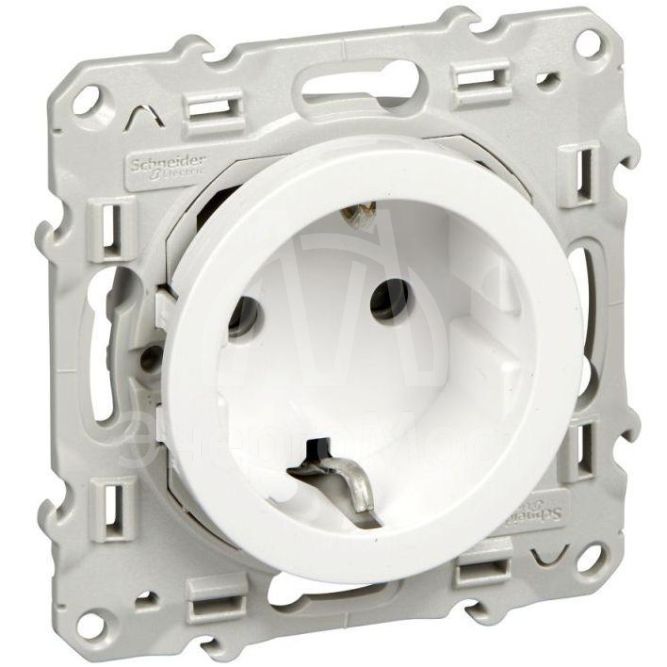 Механизм розетки 1-м СП Odace 16А защ. шторки с заземл. бел. SchE S52R037