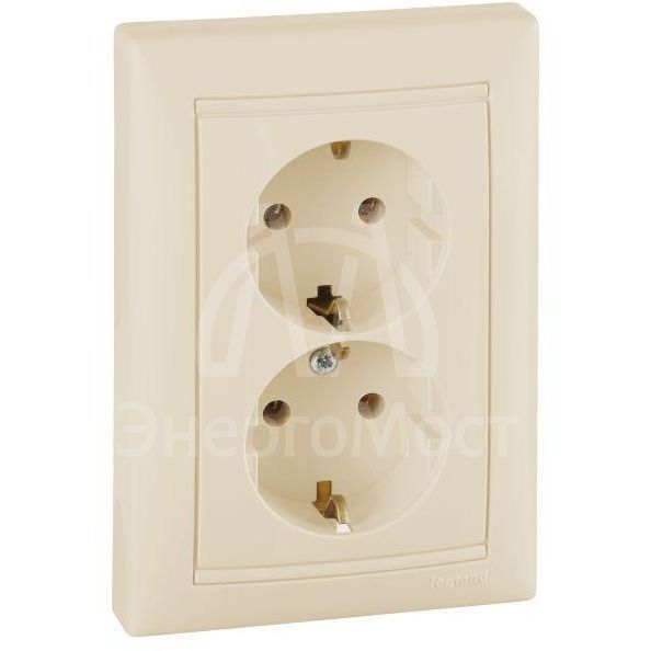 Розетка 2-м СП Valena 2К+З с заземл. нем. станд. сл. кость (DIY-упак.) Leg 695616