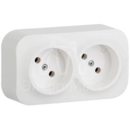 Розетка 2-м ОП Quteo 16А IP20 250В 2х2P без заземл. без защ. шторок бел. Leg 782231
