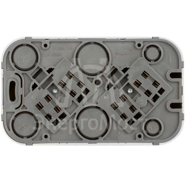 Розетка 2-м ОП Quteo 16А IP20 250В 2х2P без заземл. без защ. шторок бел. Leg 782231