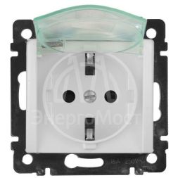 Механизм розетки 1-м СП Valena 2К+3 IP44 с защ. крышкой защ. шторки с заземл. нем. станд. бел. Leg 774220