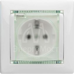 Механизм розетки 1-м СП Valena 2К+3 IP44 с защ. крышкой защ. шторки с заземл. нем. станд. бел. Leg 774220