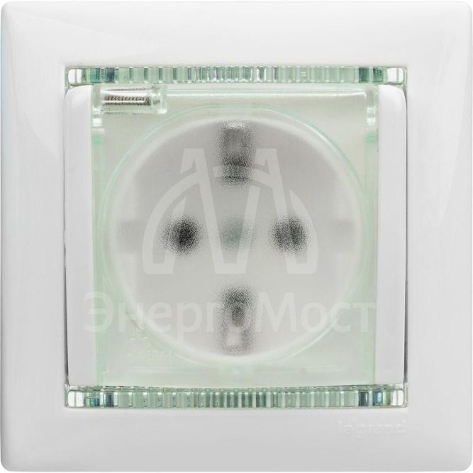Механизм розетки 1-м СП Valena 2К+3 IP44 с защ. крышкой защ. шторки с заземл. нем. станд. бел. Leg 774220