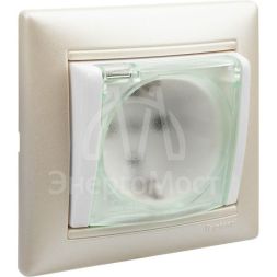 Механизм розетки 1-м СП Valena 2К+3 IP44 с защ. крышкой защ. шторки с заземл. нем. станд. бел. Leg 774220