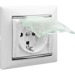Механизм розетки 1-м СП Valena 2К+3 IP44 с защ. крышкой защ. шторки с заземл. нем. станд. бел. Leg 774220