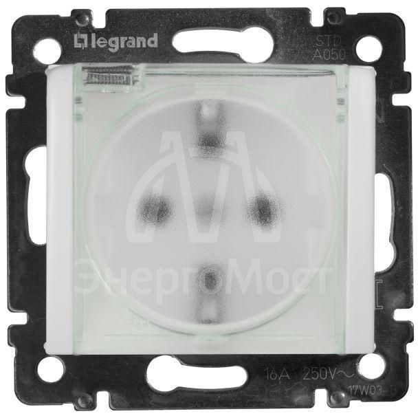 Механизм розетки 1-м СП Valena 2К+3 IP44 с защ. крышкой защ. шторки с заземл. нем. станд. бел. Leg 774220