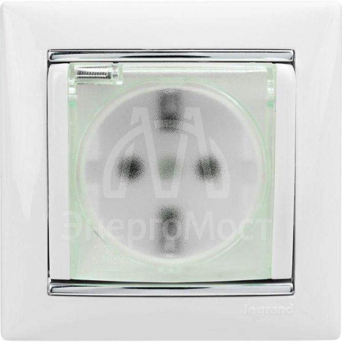 Механизм розетки 1-м СП Valena 2К+3 IP44 с защ. крышкой защ. шторки с заземл. нем. станд. бел. Leg 774220