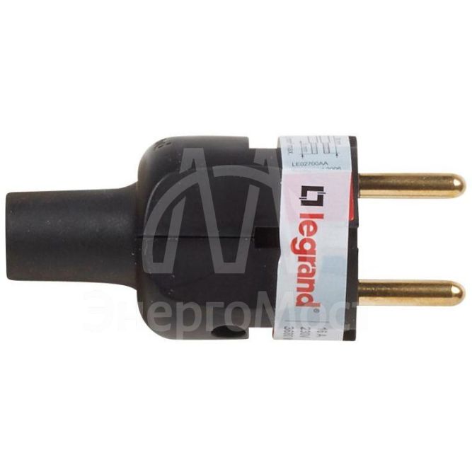 Вилка электрич. каб. Helium 16А 2K плоская черн. Leg 050181