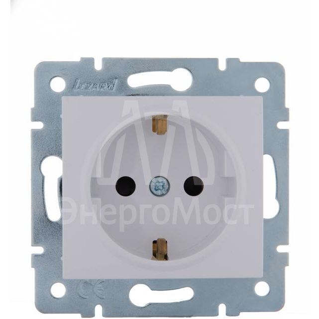 Механизм розетки 1-м СП KARINA защ. шторки с заземл. термопласт бел. LEZARD 707-0288-124B