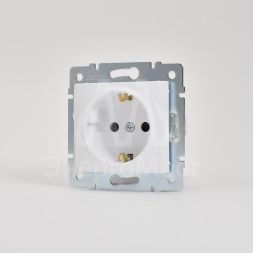 Механизм розетки 1-м СП KARINA защ. шторки с заземл. термопласт бел. LEZARD 707-0288-124B