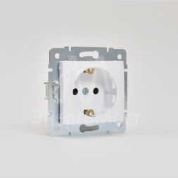 Механизм розетки 1-м СП KARINA защ. шторки с заземл. термопласт бел. LEZARD 707-0288-124B