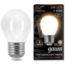 Лампа светодиодная Black Filament Шар E27 5Вт 2700К OPAL Gauss 105202105