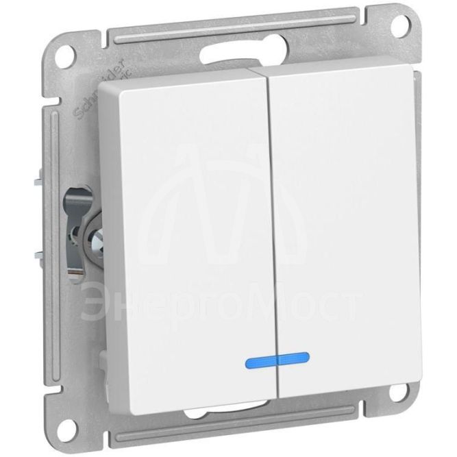 Механизм выключателя 2-кл. СП AtlasDesign 10А IP20 (сх. 5а) 10AX с подсветкой бел. SchE ATN000153