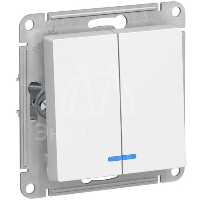 Механизм выключателя 2-кл. СП AtlasDesign 10А IP20 (сх. 5а) 10AX с подсветкой бел. SchE ATN000153