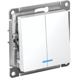 Механизм выключателя 2-кл. СП AtlasDesign 10А IP20 (сх. 5а) 10AX с подсветкой бел. SchE ATN000153