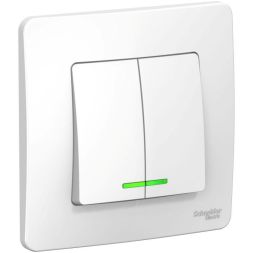 Выключатель 2-кл. СП Blanca 6А IP20 (сх. 5) 250В с подсветкой бел. SE BLNVS006511