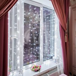 Гирлянда &amp;quot;Светодиодный Дождь&amp;quot; 2.5x2м свечение с динамикой 300LED бел. 230В провод прозр. Neon-Night 235-055