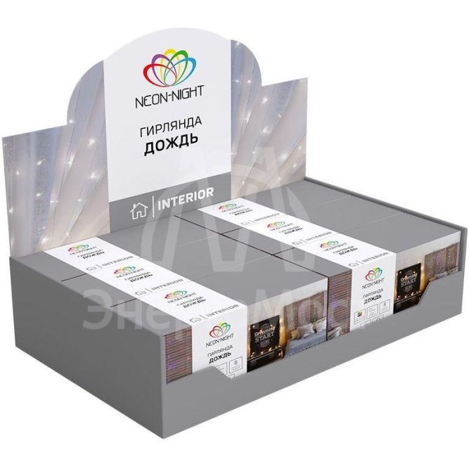 Гирлянда &amp;quot;Светодиодный Дождь&amp;quot; 2.5x2м свечение с динамикой 300LED бел. 230В провод прозр. Neon-Night 235-055