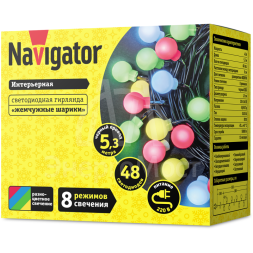 Гирлянда 61 834 NGF-B01-48RGBWW-8-5.3m-230-C8-BL-IP20 Navigator 61834