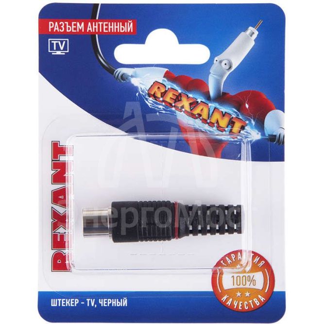 Разъем антенный на кабель штекер-TV черн. блист. Rexant 06-0013-A
