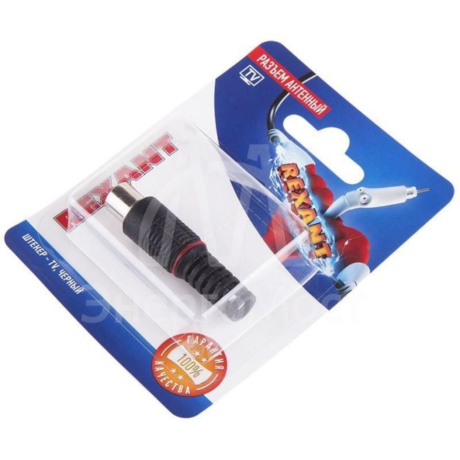 Разъем антенный на кабель штекер-TV черн. блист. Rexant 06-0013-A