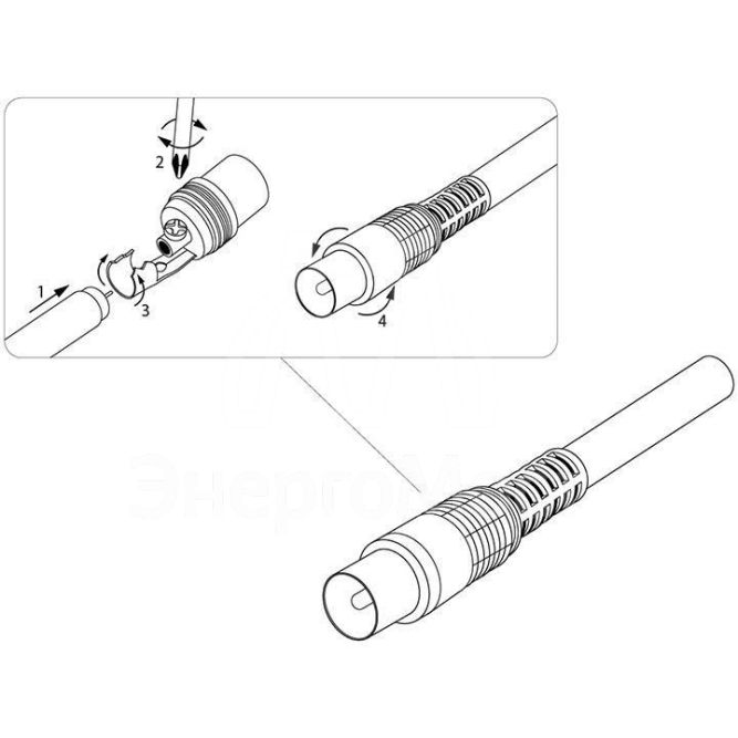 Разъем антенный на кабель штекер-TV черн. блист. Rexant 06-0013-A