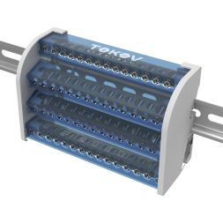 Шина на DIN-рейку в корпусе (кросс-модуль) 4 группы по 15 отверстий 125А TOKOV ELECTRIC TKE-DBTB-125-4-15/3L+PEN
