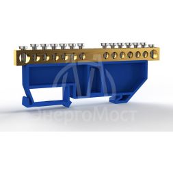 Шина нулевая на DIN-изоляторе 6х9мм 14 отвер. латунь TOKOV ELECTRIC TKE-BCB-69-14-DIN/N