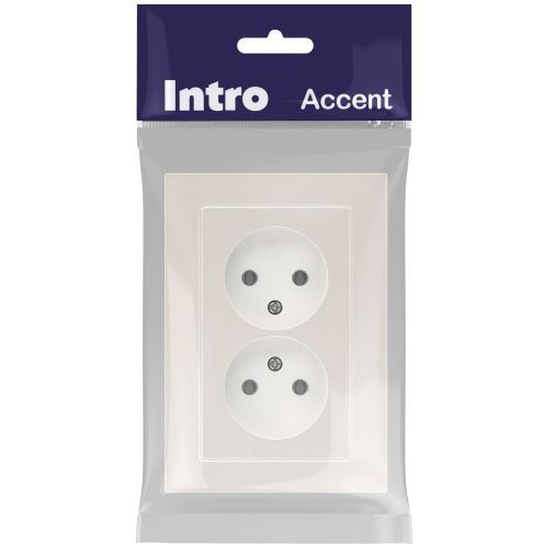 Розетка 2-м СП Accent 6-204-06 16А IP20 250В 2P AL/CU перламутр. Intro Б0063446