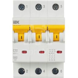 Выключатель автоматический модульный 3п C 32А 6кА ВА47-60M IEK MVA31-3-032-C