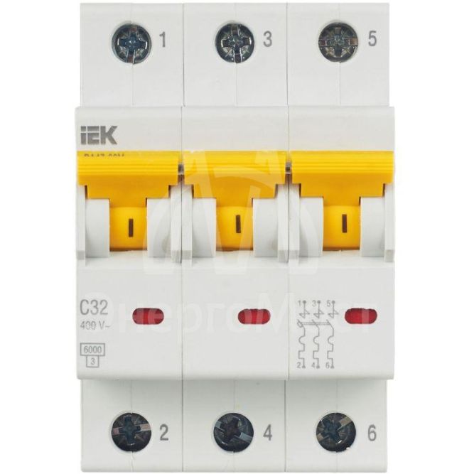 Выключатель автоматический модульный 3п C 32А 6кА ВА47-60M IEK MVA31-3-032-C