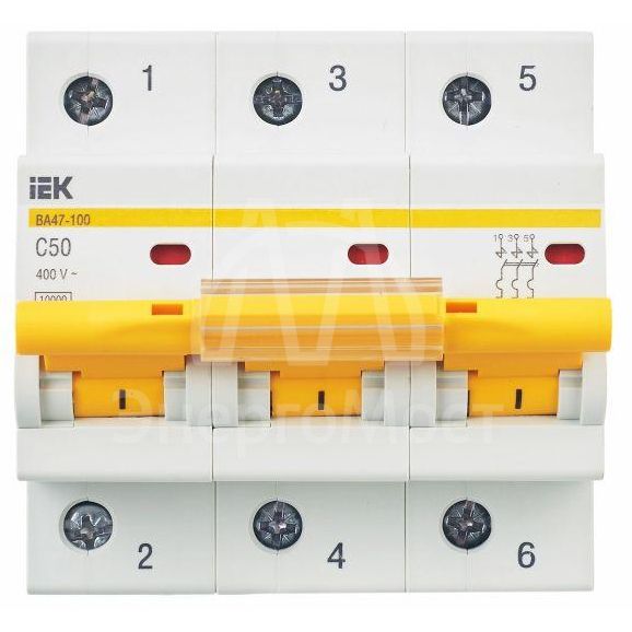 Выключатель автоматический модульный 3п C 50А 10кА ВА47-100 IEK MVA40-3-050-C