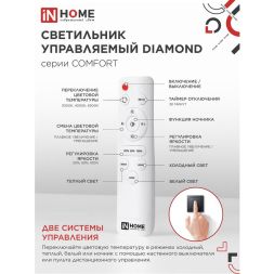 Светильник светодиодный COMFORT DIAMOND 75Вт 230В 3000-6500К 6000лм 480х80мм с пультом ДУ IN HOME 4690612034799