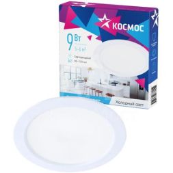 Светильник светодиодный DownL 9Вт 180-265В 6400К кругл. панель бел. КОСМОС KDownL9W6400K