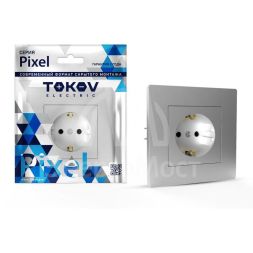 Розетка 1-м СП Pixel 16А IP20 с заземл. защ. шторки в сборе алюм. TOKOV ELECTRIC TKE-PX-R1FZSF-C03