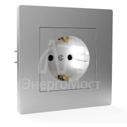 Розетка 1-м СП Pixel 16А IP20 с заземл. защ. шторки в сборе алюм. TOKOV ELECTRIC TKE-PX-R1FZSF-C03