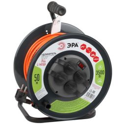 Удлинитель силовой RMx-4es-3x1.5-50m-IP44 на метал. катушке с/з 4гнезда 50м ПВС 3х1.5 Эра Б0046852