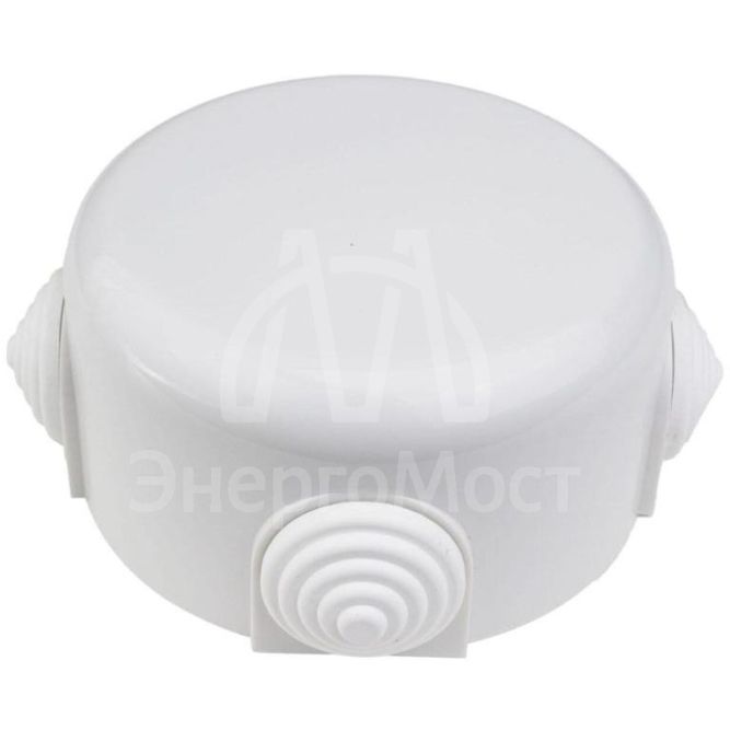 Коробка распределительная 90мм R (4 кабельных ввода в комплекте) пластик бел. Bironi R1-523-21-K