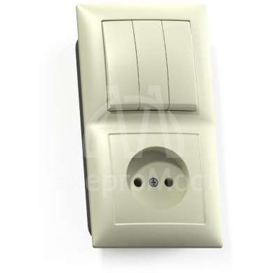 Блок СП БКВР-410 Селена (3-кл. выкл. + розетка) сл. кость Кунцево 8172