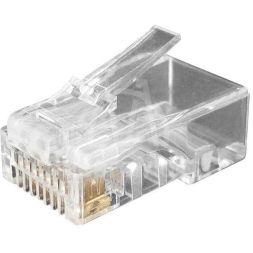 Разъем PLUG-8P8C-U-C6-100 RJ45 (8P8C) под витую пару кат.6 (50/50микродюйм) универс. (для ож и мж кабеля) (уп.100шт) Hyperline 49367